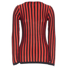 BALMAIN OLIVIER ROUSTEING red black stripes knitted bodycon pullover top FR34 XS