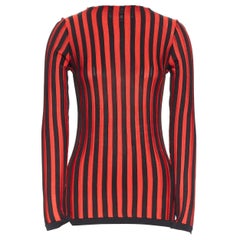 BALMAIN OLIVIER ROUSTEING Rot-Schwarzes Streifen gestricktes Bodycon- pullover-Top FR34 XS