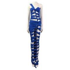 Balmain Olivier Rousteing Resort 2023 Look 47 Long navy knit dress