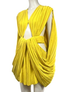 Balmain Olivier Rousteing Spring 2020 Mini yellow pleated dress