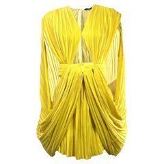 Balmain Olivier Rousteing Spring 2020 Mini yellow pleated dress