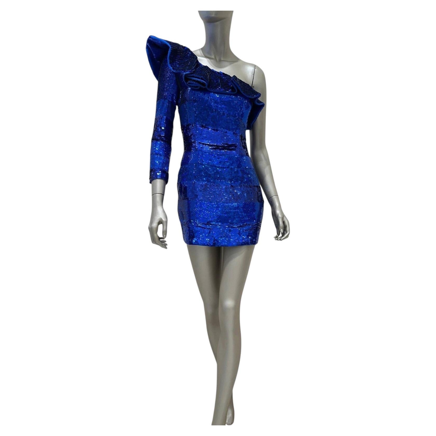Balmain One-Shoulder Sequin Mini Dress 2009 Size 38