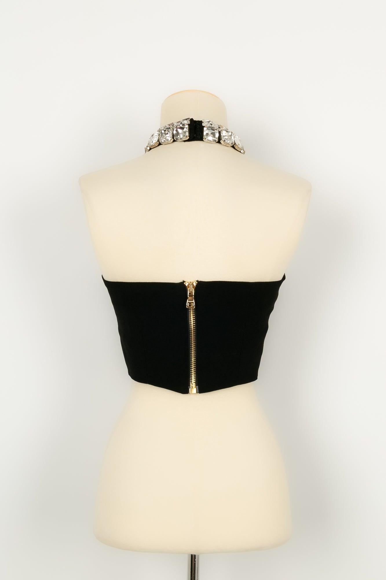 Balmain Open-Back Top Ornamented with Rhinestones, 2021 In Excellent Condition For Sale In SAINT-OUEN-SUR-SEINE, FR