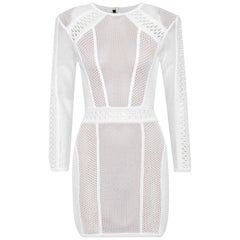 Used Balmain Open-Knit Mini Dress