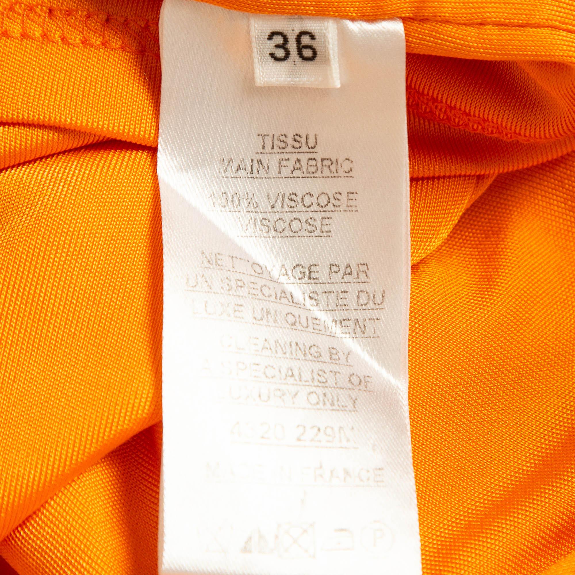 Balmain Orange Jersey High Slit Draped Maxi Skirt S For Sale 3