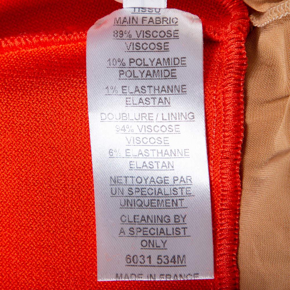 Women's Balmain Orange Knit Ruffled Midi Skirt M