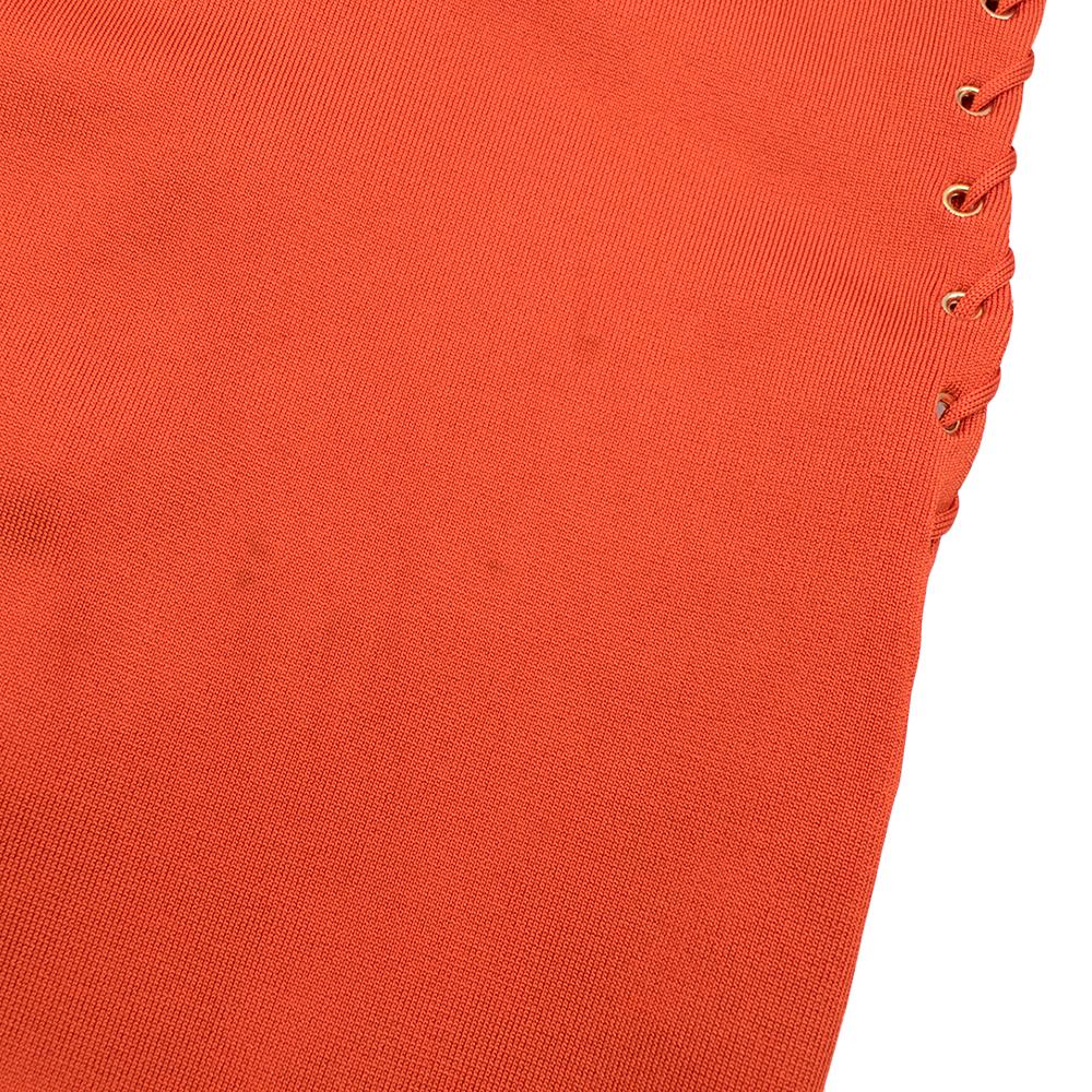 Balmain Orange Lace Up Halter Neck Midi Dress S 1