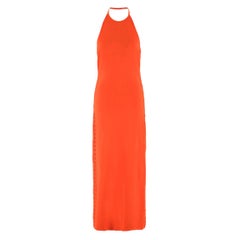 Balmain orange lace-up halterneck midi dress FR 40