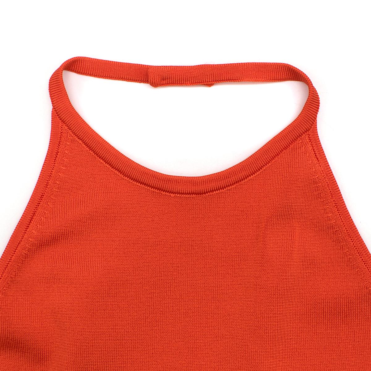 Red Balmain orange lace-up halterneck midi dress US 8 For Sale