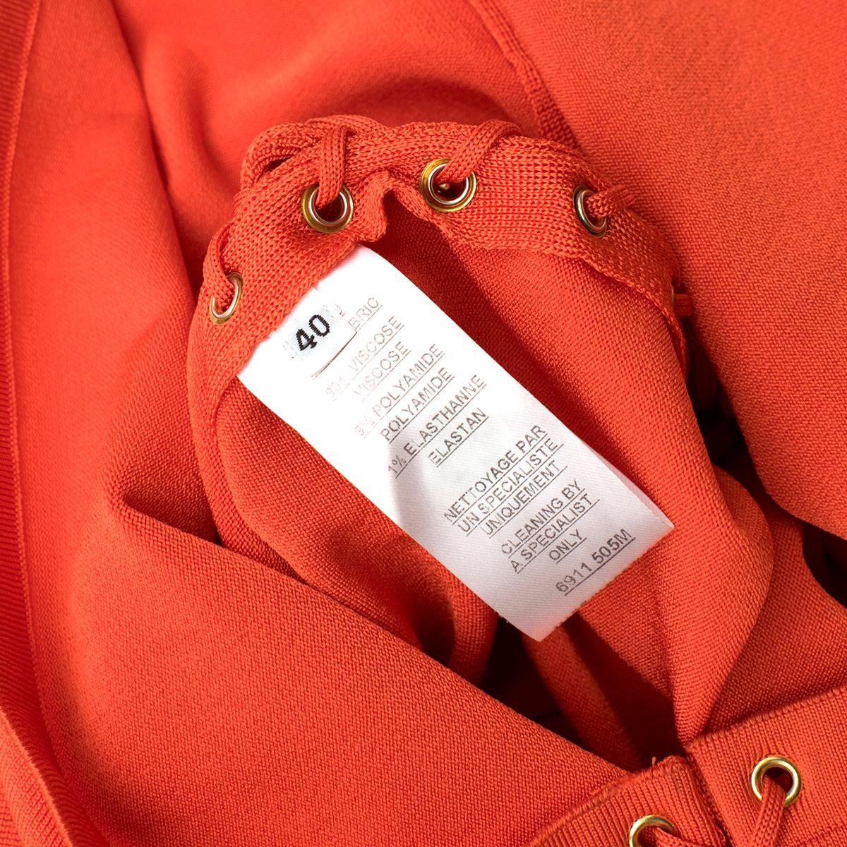 Women's Balmain orange lace-up halterneck midi dress US 8 For Sale