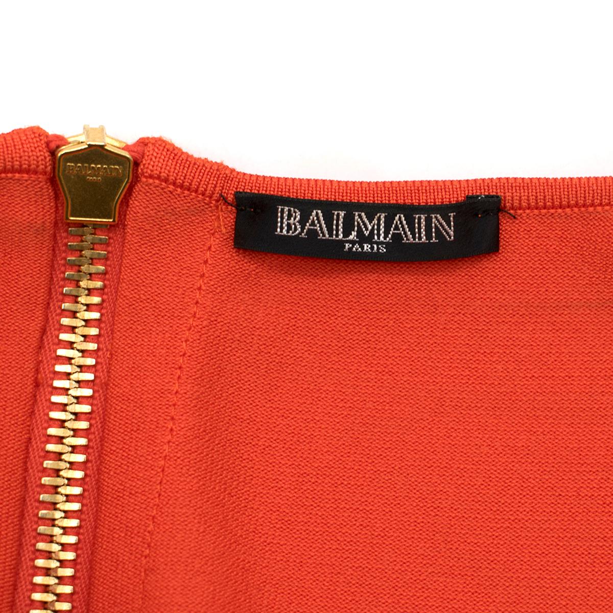 Balmain orange lace-up halterneck midi dress US 8 For Sale 2
