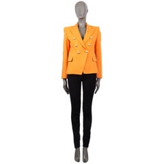 BALMAIN laine orange SIGNATURE DOUBLE BREASTED Blazer Jacket 38
