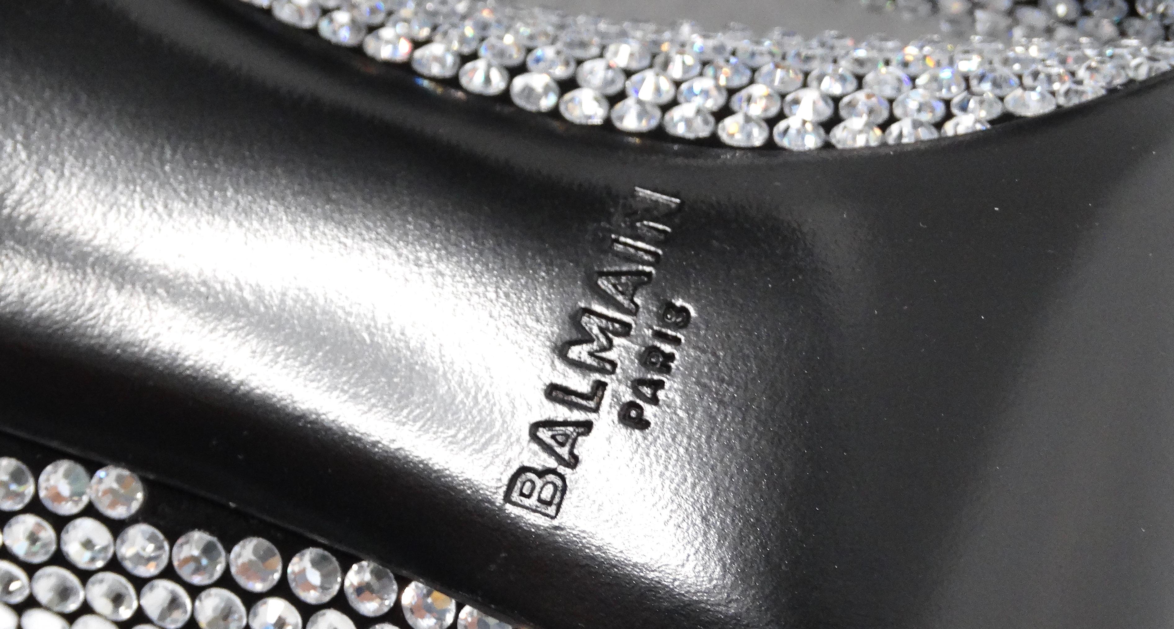 Décolleté Balmain Oris in pelle scamosciata e impreziosite da strass in vendita 5