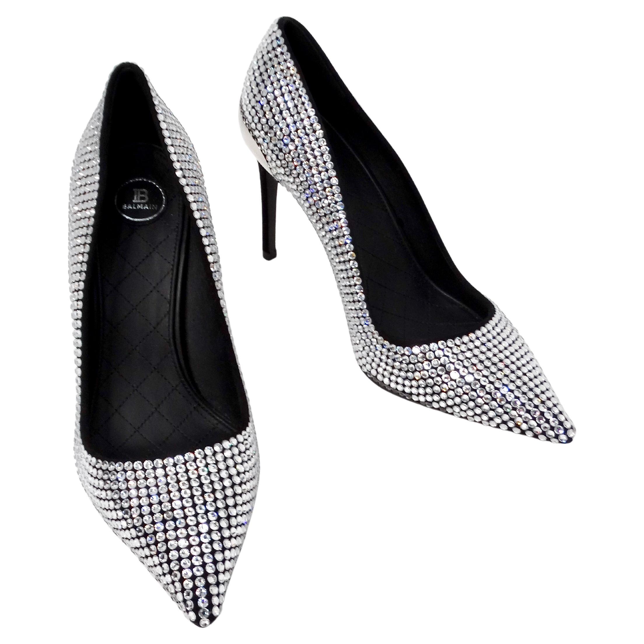 Décolleté Balmain Oris in pelle scamosciata e impreziosite da strass in vendita