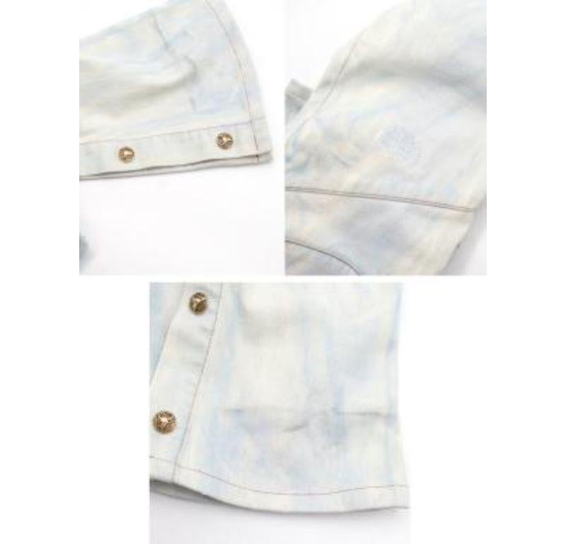Balmain Pale Blue Washed Denim Flared Jeans For Sale 6