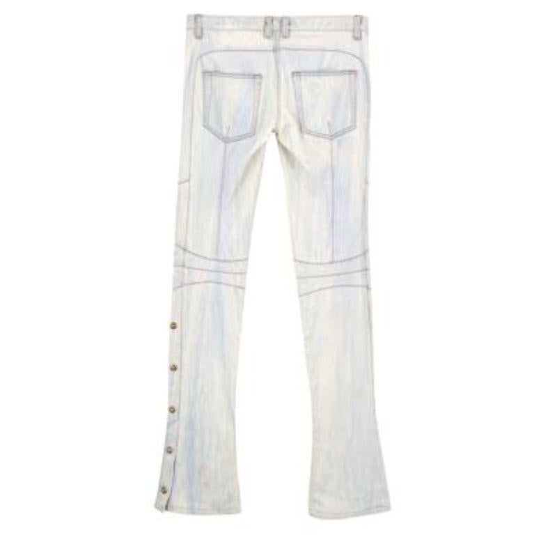 Balmain Pale Blue Washed Denim Flared Jeans In Good Condition For Sale In London, GB