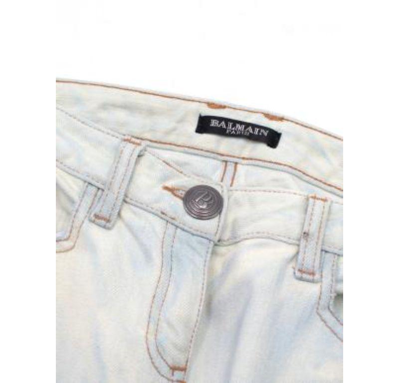 Women's Balmain Pale Blue Washed Denim Flared Jeans For Sale