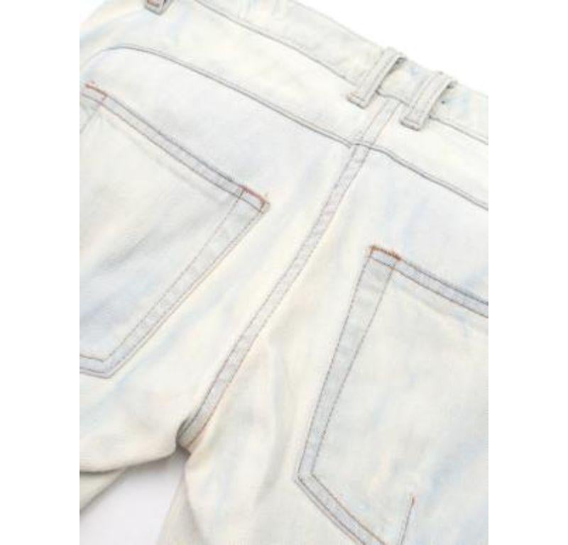 Balmain Pale Blue Washed Denim Flared Jeans For Sale 3
