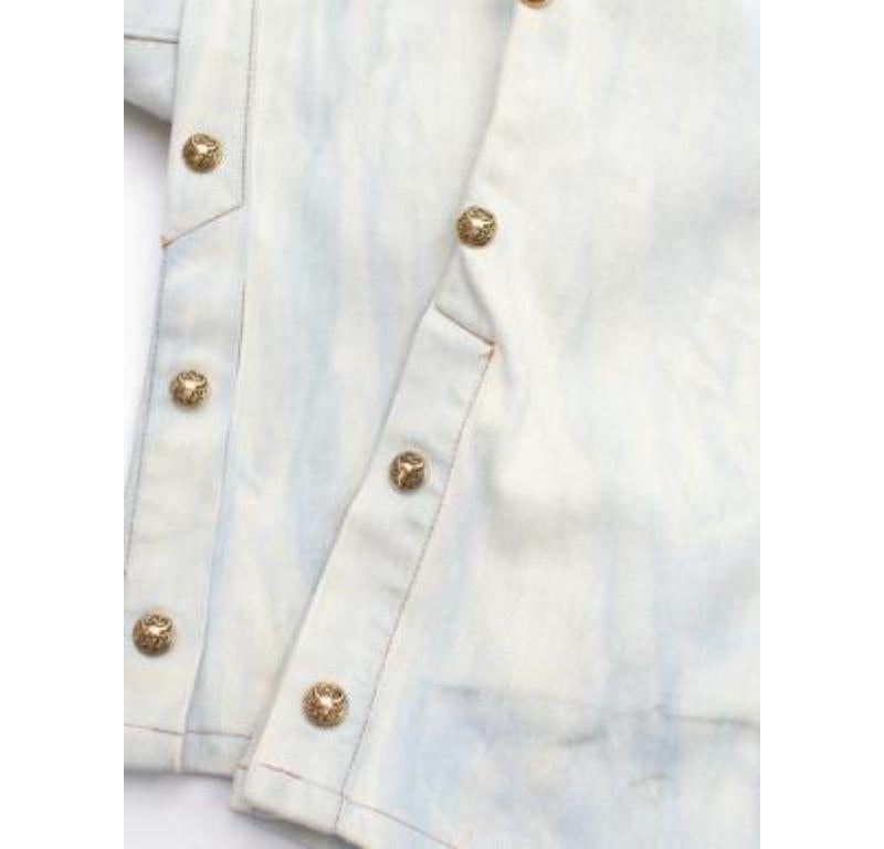 Balmain Pale Blue Washed Denim Flared Jeans For Sale 5