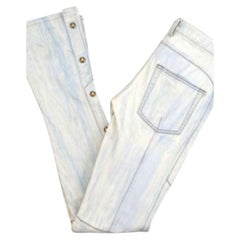 Balmain Pale Blue Washed Denim Flared Jeans