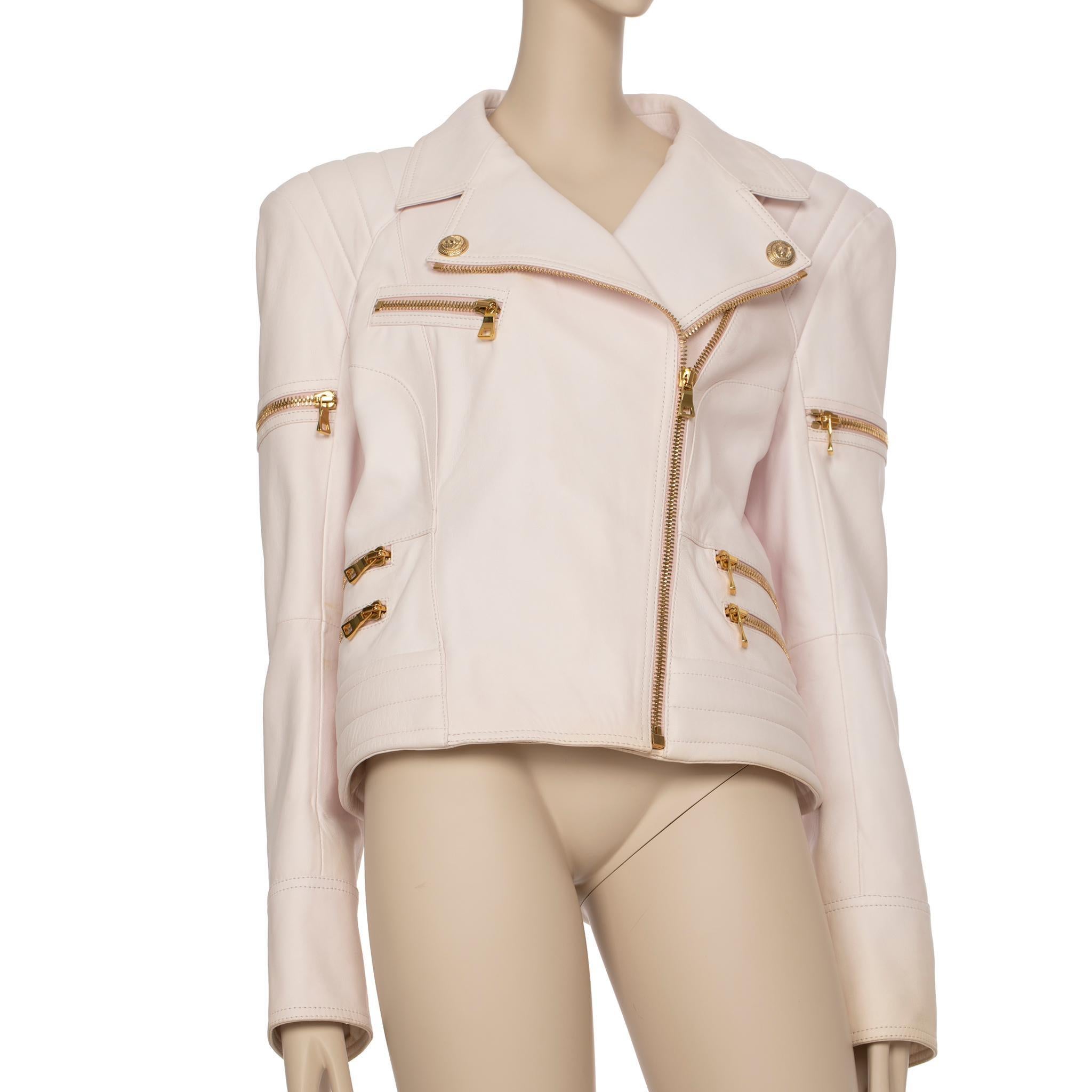 da uomo o donna Giacca biker in pelle rosa pallido Balmain 44 FR in vendita