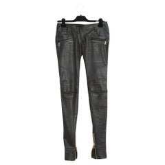 Balmain Pantalon Slim Cuir Noir FR36 Black Leather Slim Pants UK8 US27