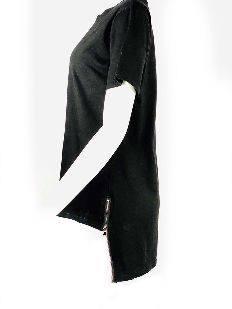 BALMAIN Paris Black Cotton and Leather T- shirt w/ Zipper Size M at ...