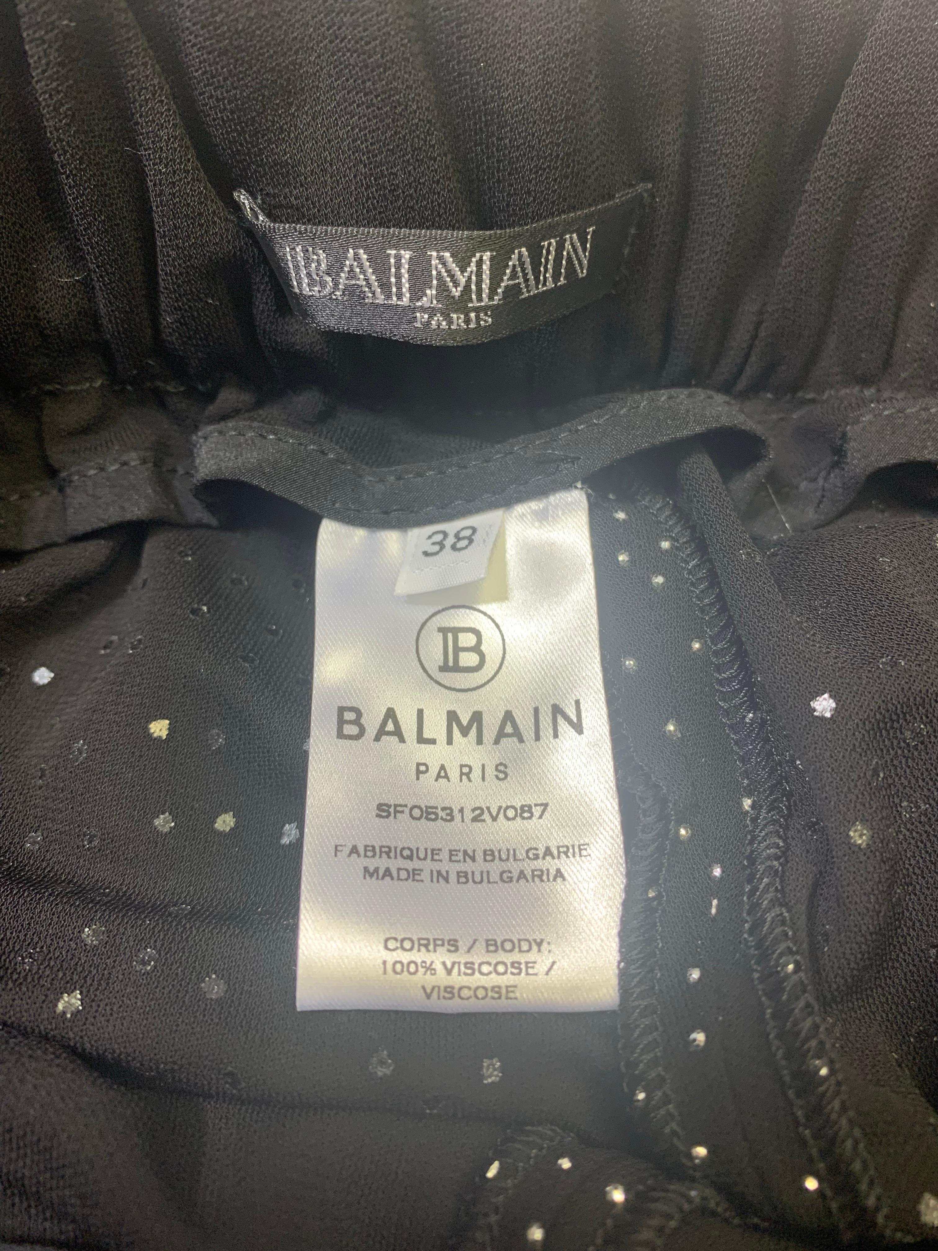Balmain Paris Ensemble deux pièces noir clouté en cristal - Taille FR 38 / US 4-6 en vente 1