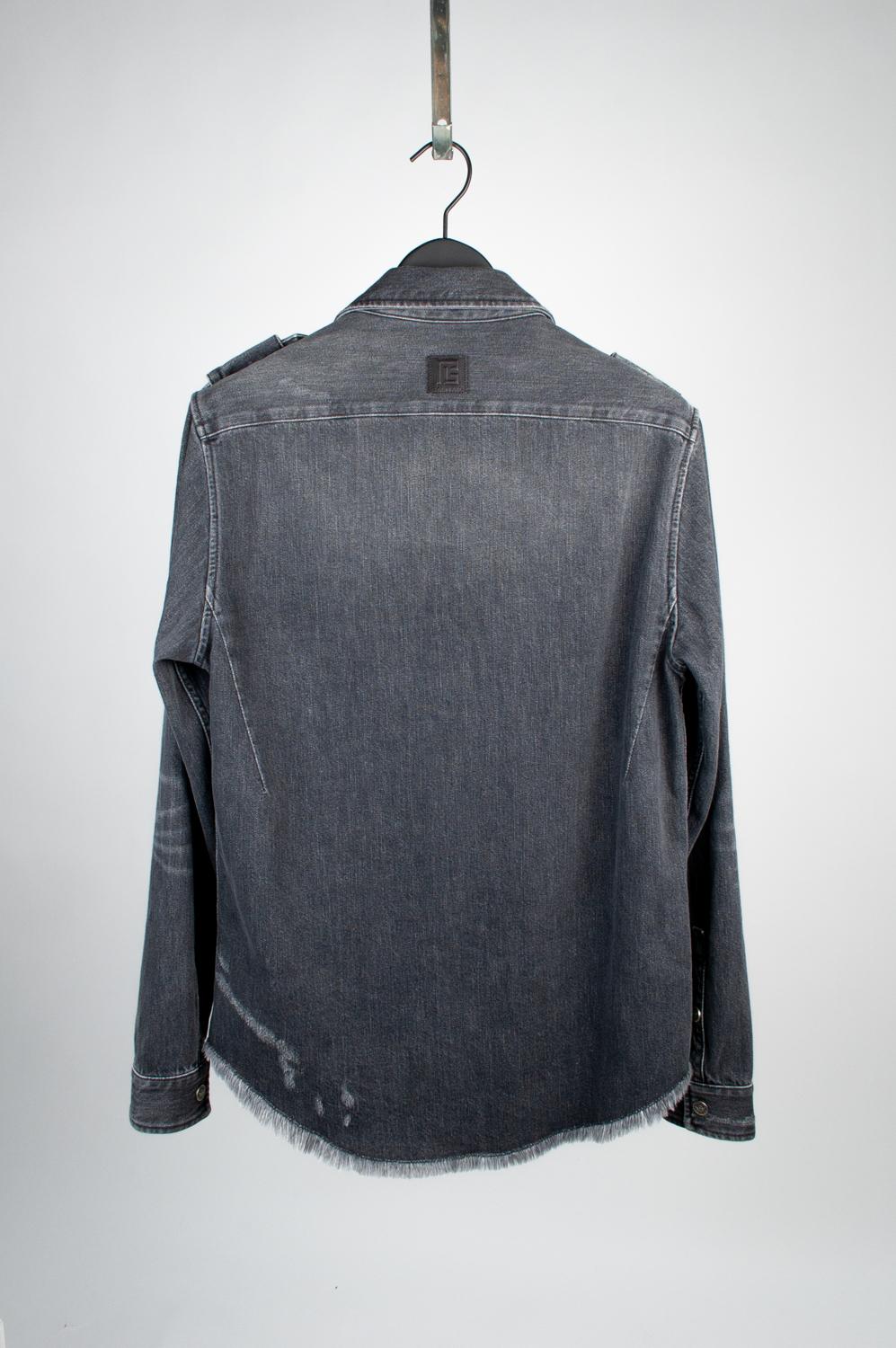 Men's Balmain Paris Distressed Denim Over Shirt Men Jacket Size 40 (Medium) S603 For Sale