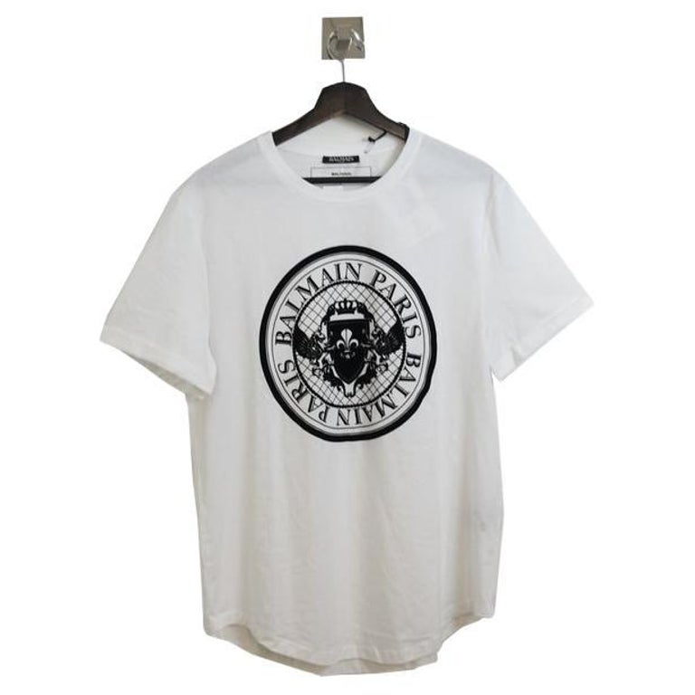 Balmain Paris Seal T-Shirt White For Sale at 1stDibs