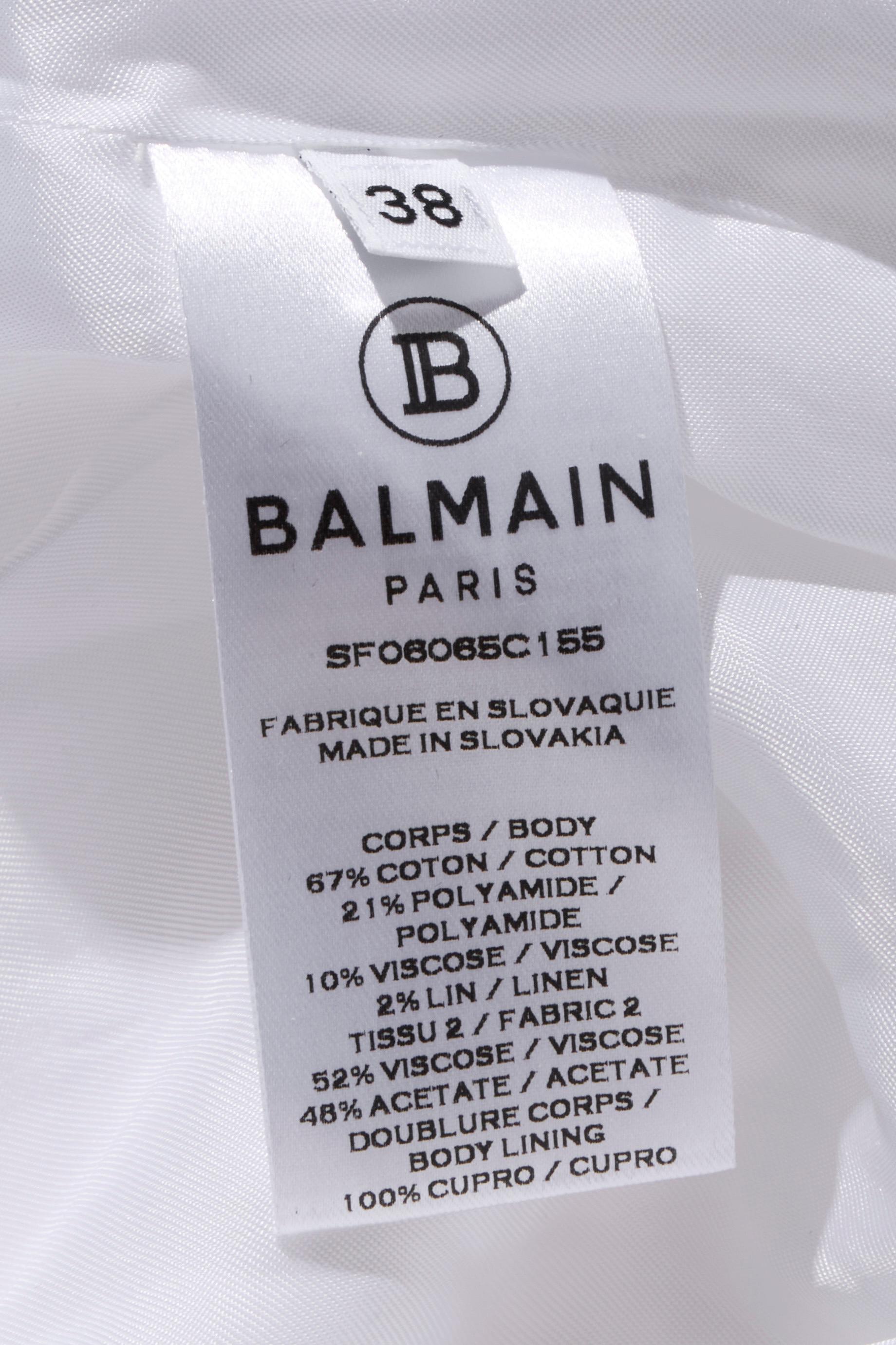 Balmain Paris Mini robe à manches longues en tweed blanc FW16 Taille 38 en vente 3