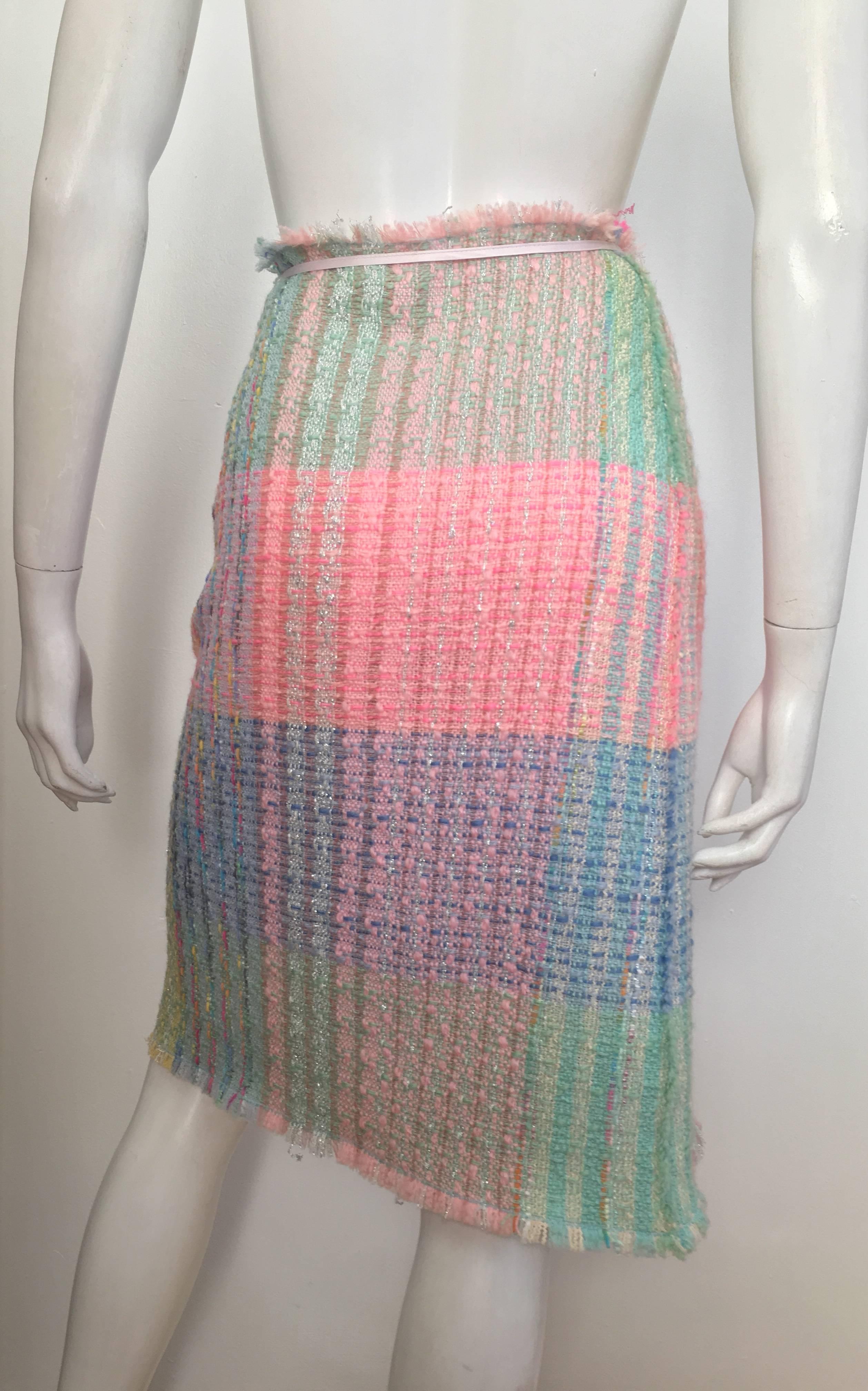 Women's or Men's Balmain Patchwork Boucle Wrap Skirt Size 4 / 6. For Sale