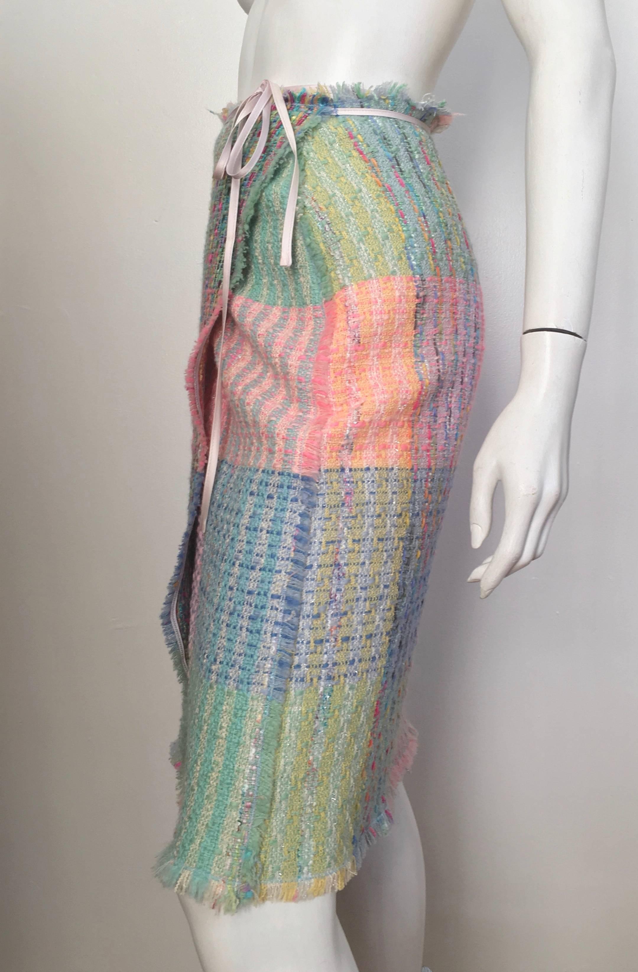 Balmain Patchwork Boucle Wrap Skirt Size 4 / 6. For Sale 1