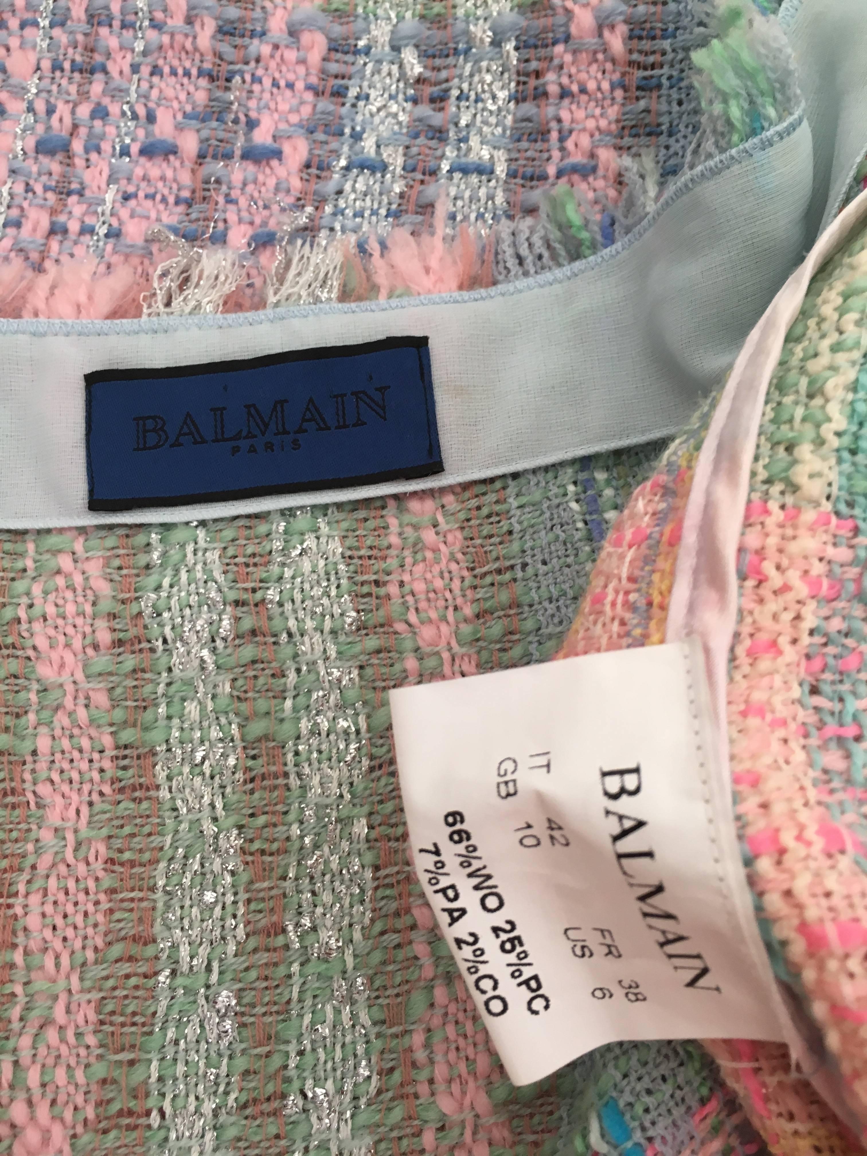 Balmain Patchwork Boucle Wrap Skirt Size 4 / 6. For Sale 3