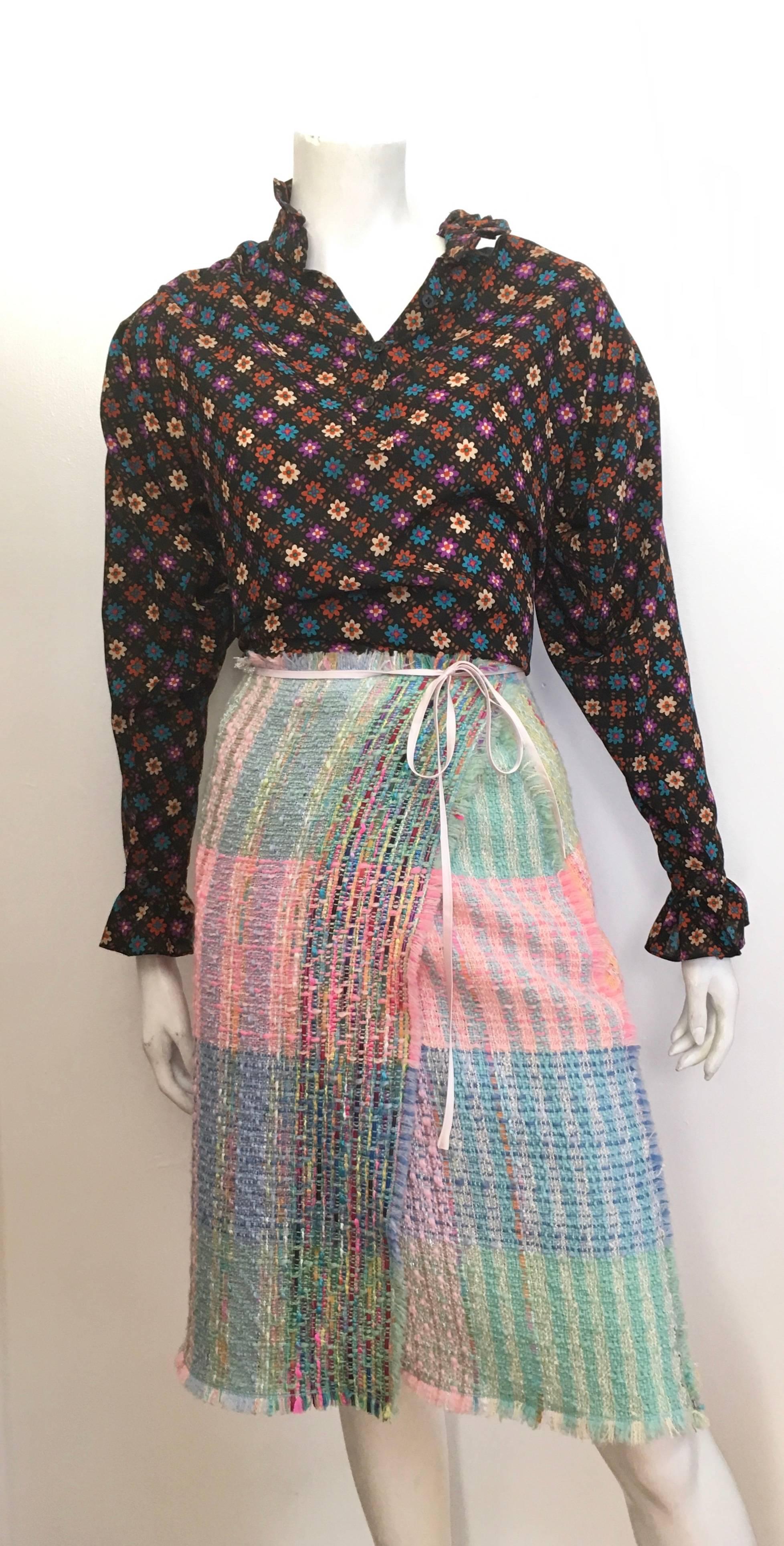 Balmain Patchwork Boucle Wrap Skirt Size 4 / 6. For Sale 4