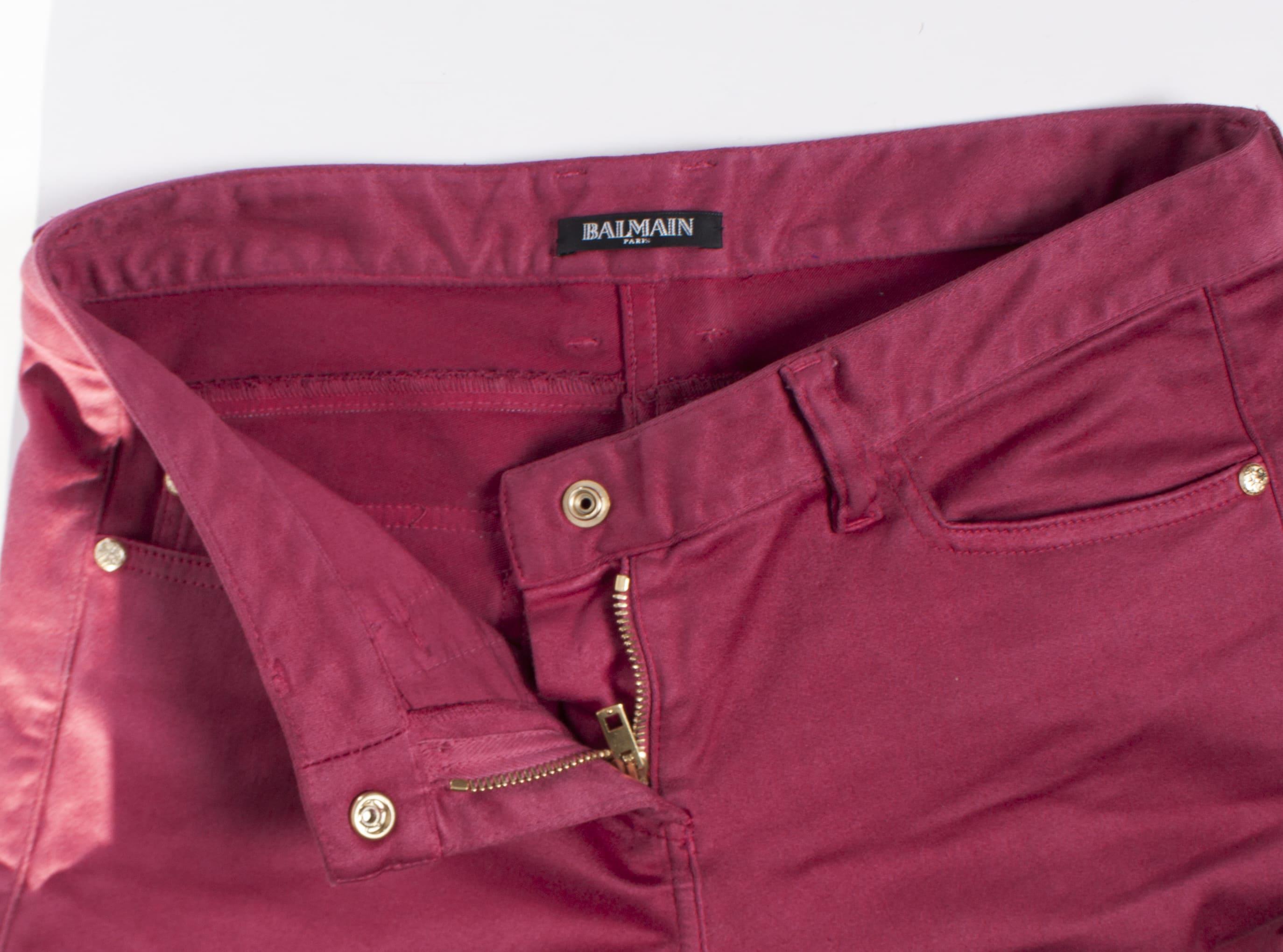 Balmain, pink biker jeans with color gradient. In Good Condition For Sale In AMSTERDAM, NL