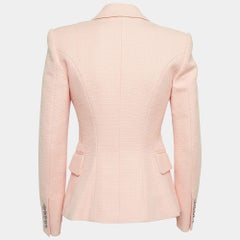 Balmain Pink Cotton Canvas Double Breasted Blazer S