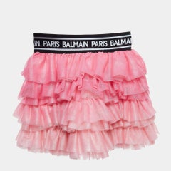 Balmain Pink Glitter Tulle Tiered Skirt (12 Yrs)