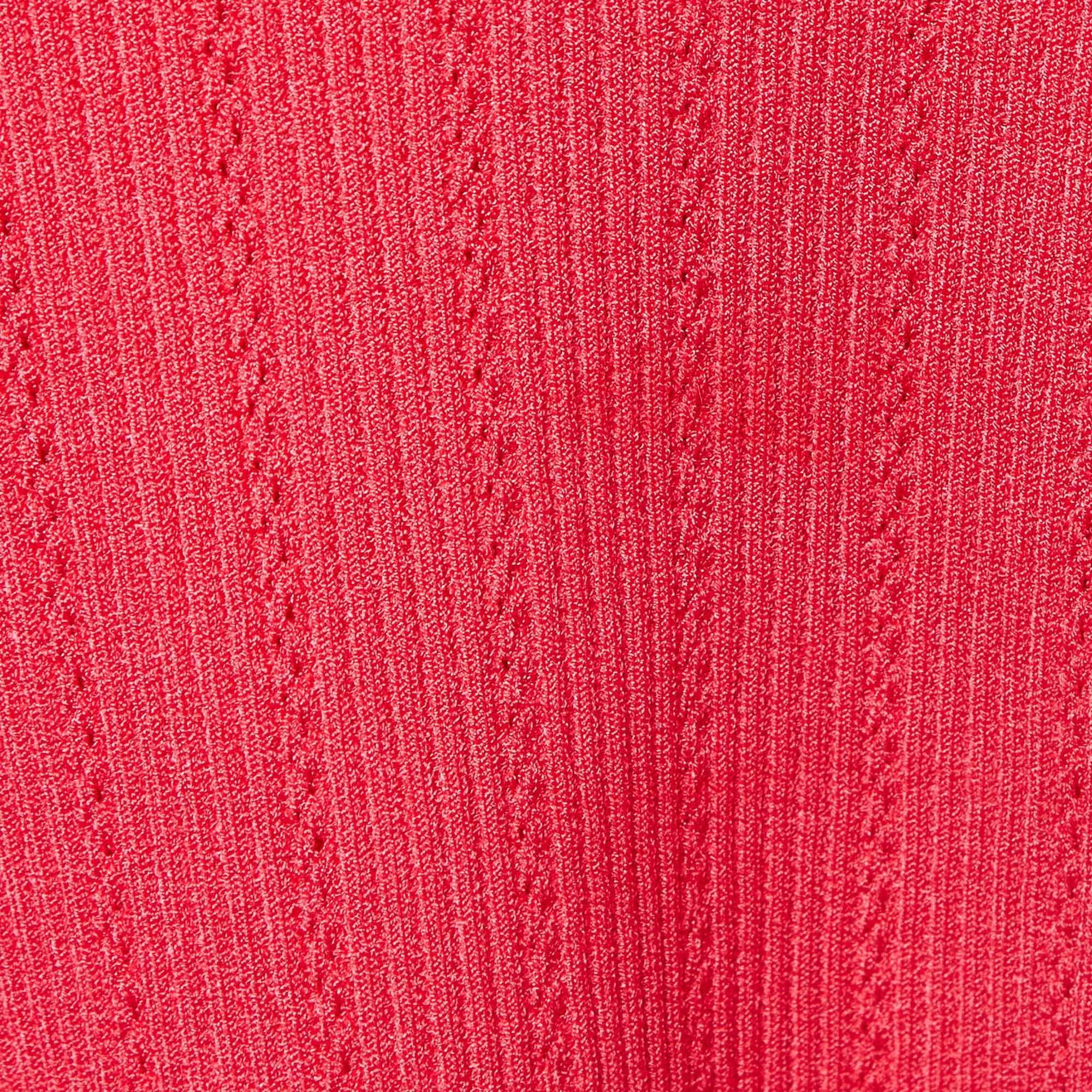 Balmain Pink Rib Knit Button Embellished Skirt Set S 1