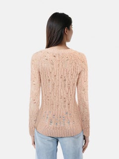 Balmain Pink Sheer Long Sleeve Sweater Size XS
