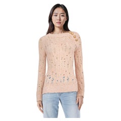 Balmain Pink Sheer Long Sleeve Sweater Size XS