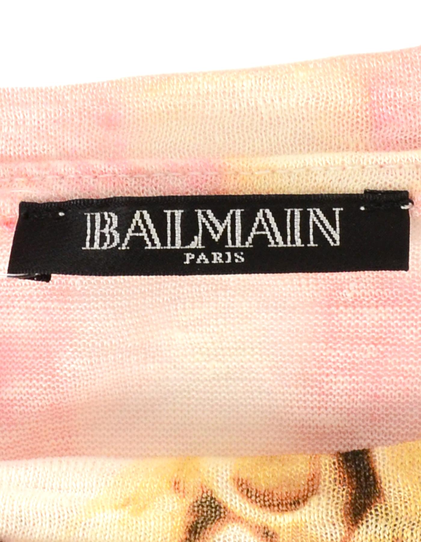  Balmain Pink Sleeveless Printed Linen Top w. Gold Lion Buttons

Made In: France
Color: Pink/ white
Materials: 100% linen
Opening/Closure: Pull over
Overall Condition: Excellent pre-owned condition

Tag Size: FR42/US10 *Please refer to measurements