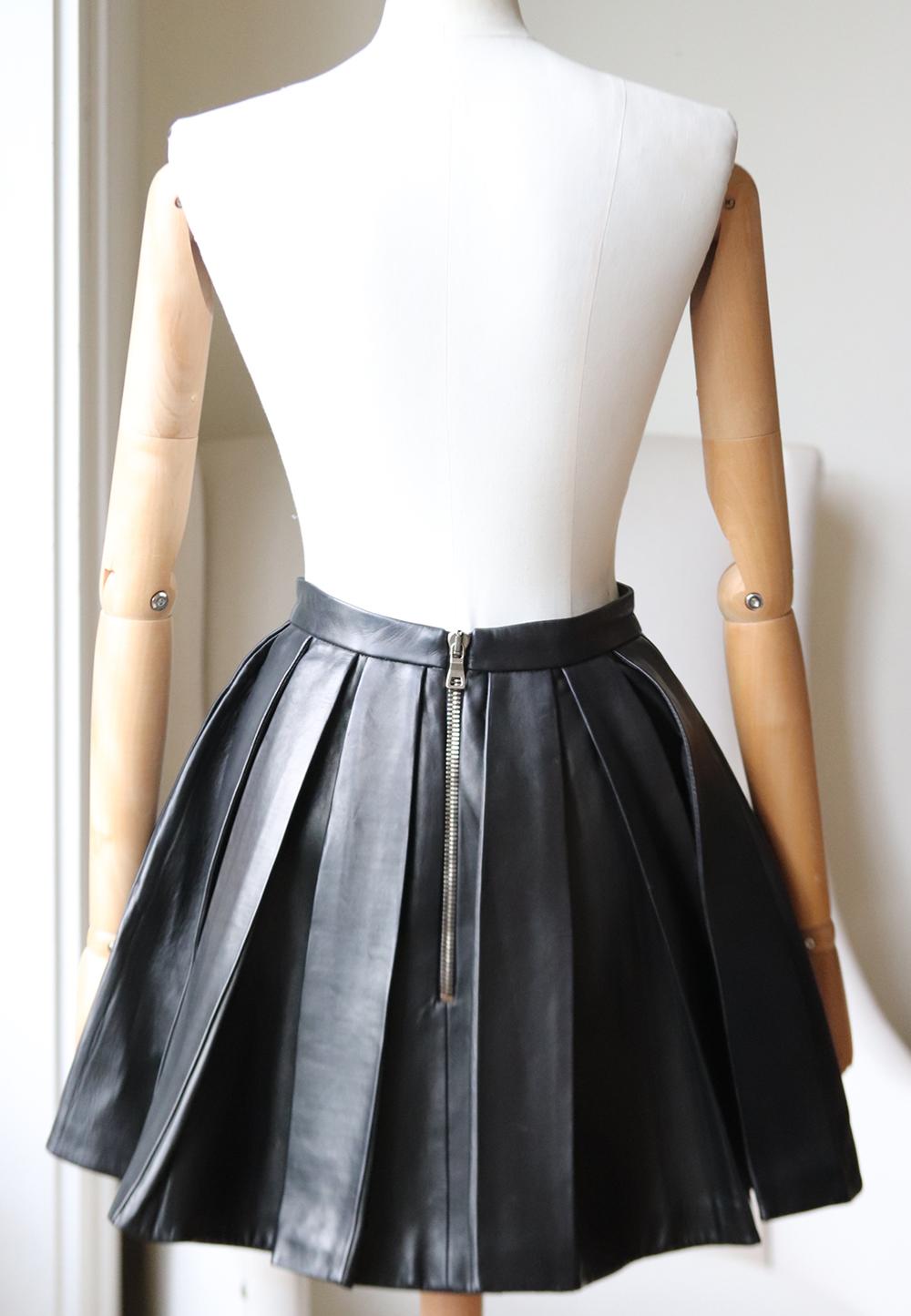 balmain leather skirt