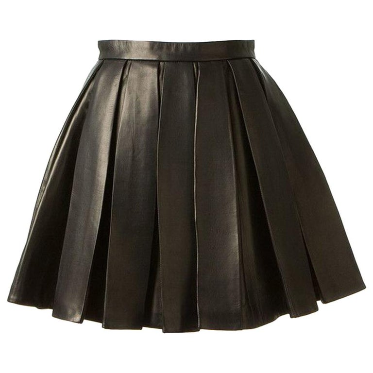 Balmain Pleated Leather Mini Skirt at 1stDibs | balmain pleated skirt