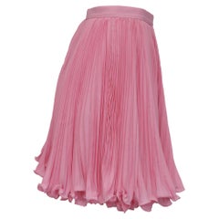 Balmain Pleated Ruffled Mini Skirt in Pink Polyester