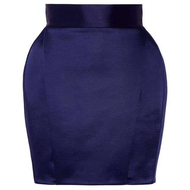 Balmain Pleated Satin Mini Skirt For Sale at 1stDibs