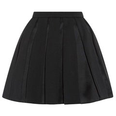 Balmain Pleated Wool Mini Skirt 