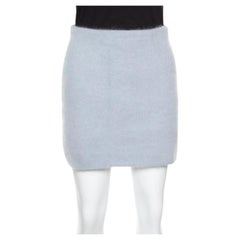 Balmain Powder Blue Angora Wool Mini Skirt S