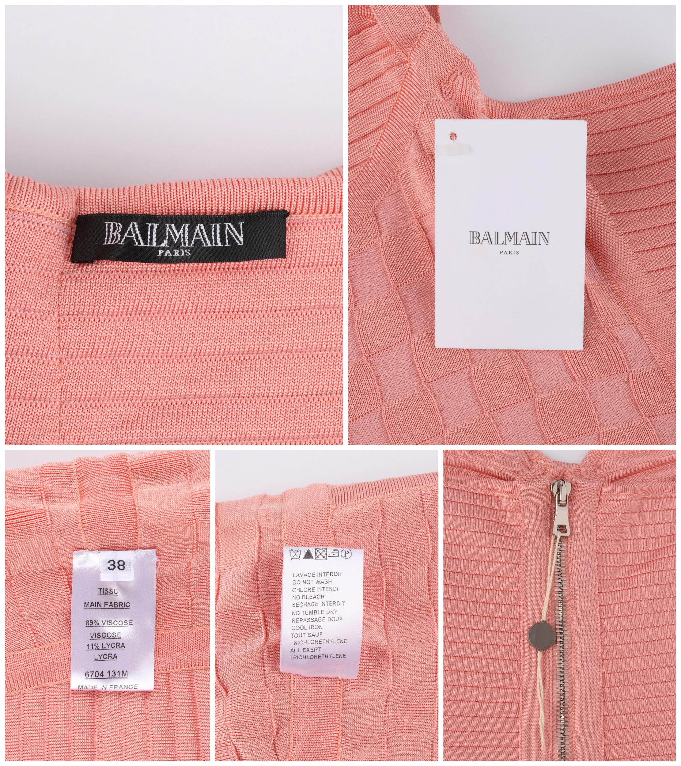 Women's BALMAIN Pre Fall 2016 Light Pink Bandage Paneled Bodycon Mini Dress NWT
