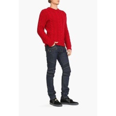 Balmain Pull en Grosse Maille De Laine Red Sweater